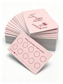 50pcs Pink Bow Print Loyalty Punch Cards, Blank Customer Reward Cards For Small Business, Boutiques, Coffee Shops, Beauty Salons And Retail Stores - Loyalty Card - View 4