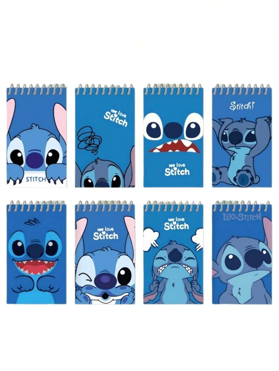 Bộ 6 cuốn sổ tay lò xo Disney Stitch, sổ ghi nhớ mini hình hoạt hình dễ thương, sổ ghi nhớ cầm tay cho học sinh, sổ lập kế hoạch chất lượng cao.