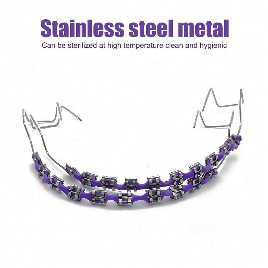 Braces Clip On Teeth Braces, Fashion Hop Teeth Jewelry With Brackets & Wire, Removable Grills Accessory Party Costume Cosplay Daily Look - 紫色 - 查看 1