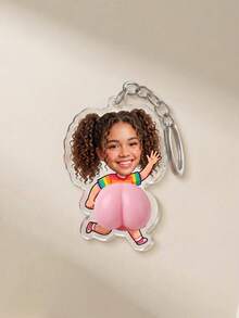 1pc Customizable Cute Butt-Shaped Acrylic Keychain, Personalized Funny Face Keychain For Couples And Friends, Cute Customized Pendant Suitable For Bags And Keys, Fun Bag Decoration Gift - Multicolor - View 14