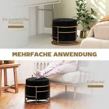 Storage Ottoman, Padded Footrest, Metal Frame, Gold Plated, Black - 黑色 - 查看 6