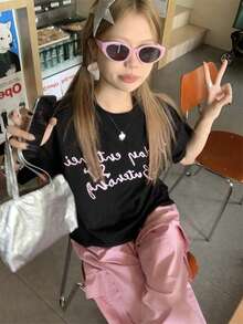 2026 New Cotton Small Size Short Sleeve Women's T Transparent Clothes - Black - View 1