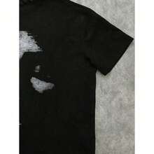 Short-Sleeved T-Shirt With Blurred Silhouette Graphic Print, Classic And Casual For Teenagers, Suitable For Summer ZZ0R 7OPT - 白色 - 查看 3