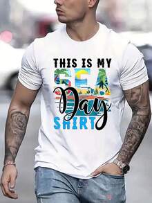 Men's Casual Short-Sleeved T-Shirt, 1 Piece, 100% Cotton - Comfortable Round Neck, Soft And Attractive T-Shirt. - 白色 - 查看 1