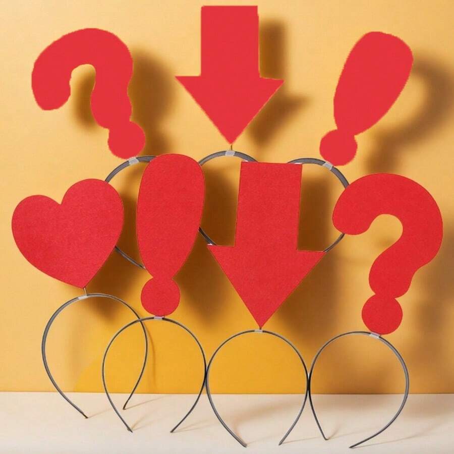 Question Mark/Arrow Headband, Fun Party Headpiece, Photography Prop, Red Felt Arrow Decor DIY Headband, Unisex, Suitable For Parties, Birthdays, Travels And Other Occasions - View 1