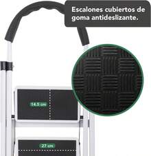 Escalera Plegable de Peldaños, Aluminio, Tijera, Portátil, Multifuncional, para Interior y Exterior (Escalera 4 PELDAÑOS) - Aluminio - Ver 5