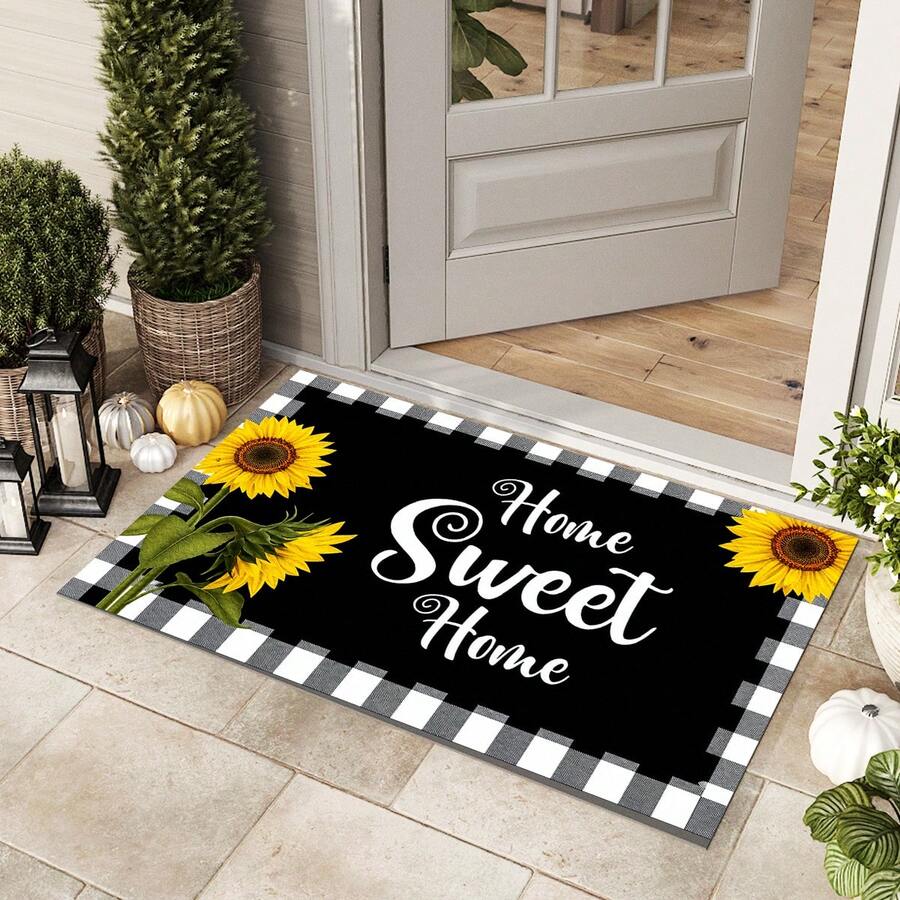 1 Peça Capacho "Sweet Home", Tapete de Drenagem Durável para Cozinha, Sala de Estar, Entrada, Varanda, Decoração Doméstica, Cafeteria, Bar, Feriado, Festa, Quarto, Animais de Estimação, Banheiro, Decoração de Ambiente - Multicolorido - Visão 1