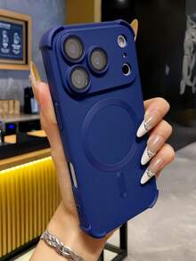 硅胶防震软壳手机壳，兼容 17 Pro Max、17 Pro、17 Air、17、16、15、13、12、14 Pro Max Plus，支持无线充电，带镜头保护盖 - 藏青 - 查看 3
