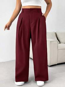Pantalones casuales a rayas para mujer de talla grande, adecuados para exteriores, uso diario, fiestas, viajes, bodas, festivales de música, vuelta al colegio, graduación, vacaciones en la playa, ropa urbana, ropa de estar en casa, compras, paseo - Burdeos - Ver 3