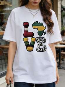 Camiseta de manga corta con cuello redondo suave y casual para mujer de verano |   AMOR | Tops para salir, Estilo callejero europeo y americano, Casual deportivo, Estilo unisex, Estilo casual urbano, Tops bonitos, Generación Z, Curvas, Ropa Y2K, Camisetas divertidas, Tops de mujer, Conjuntos de vacaciones para mujer, Top lindo, Camiseta gráfica, Conjuntos de primavera, Camisetas holgadas, Ropa urbana retro, Estilo de los 90, Estilo de los 2000, Subcultura, Top negro, Tops blancos, Conjunto de fiesta de los 90. - Blanco - Ver 2