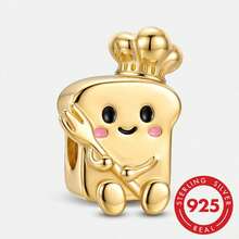 1 hạt bạc 925 hình bánh mì, thích hợp để làm vòng tay và lắc tay cho nữ, dùng để tự làm trang sức và trang trí hàng ngày, phụ kiện cho bé gái. - bánh mỳ - Xem 1