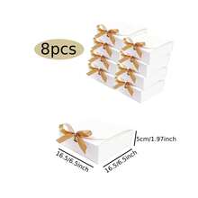 3 Sizes Available, White Gift Box With Lid And Gold Ribbon, Suitable For Bridesmaid Proposal, Wedding, Birthday, Christmas Party And Other Occasions - View 8