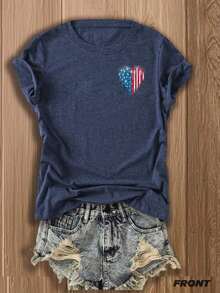 3 camisetas de mujer con estampado de bandera y corazón en rojo, blanco y azul para el 4 de julio, estampado de doble cara, camisetas de verano, top elegante para mujer, atuendo para conciertos de estilo country, atuendos de festival para mujer, estética patriótica.|Moda Urbana Local de Primavera/Verano||Uso Casual Diario Primavera Verano Moderno Moldeador|Conjunto de verano para mujer, ropa de vacaciones|Blusas elegantes para mujer, ropa de primavera, blusas de verano. - Blanco - Ver 1