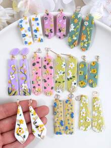 Geometry Clay Cutters Molds, 10 Style Long Pendant Shaped Rectangle Clay Cutters For Jewelry Making, DIY Earring Jewelry Pendant Making, Polymer Clay Cutting Making Tool - Geometry - View 3