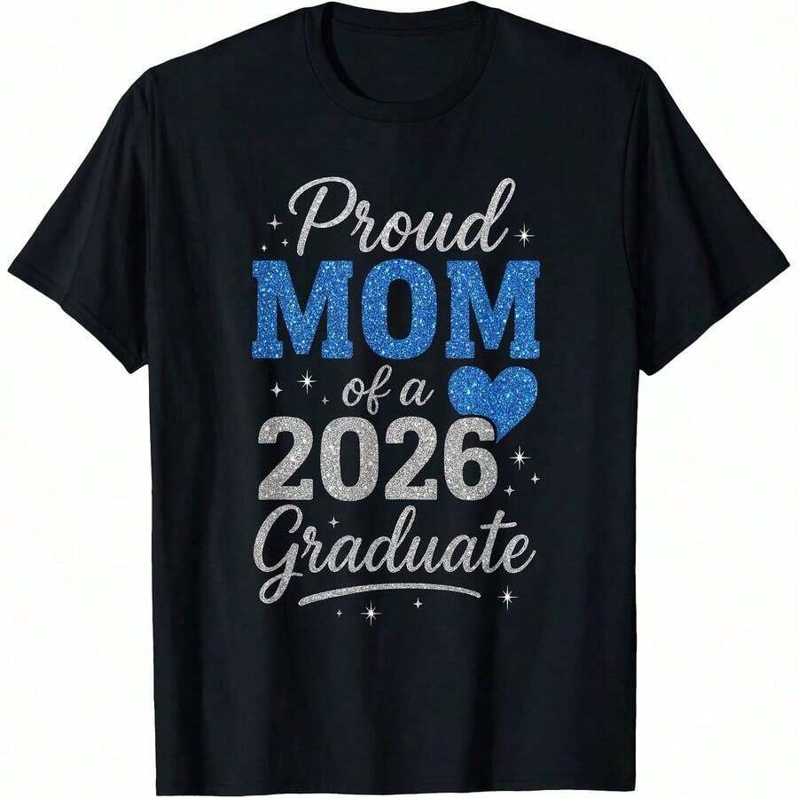 Orgulloso Abuelo de un Graduado de 2026, Camiseta para Familia Graduada de 2026, Ropa Cómoda para el Hogar, Moda Diaria, Ropa para Fiestas, Estilo Unisex, Camiseta de Regalo, Tallas S - XXXXL, Negra - Negro 3 - Ver 1