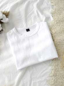 1 pieza Camiseta Ajustada de Color Sólido 95% Algodón, Estampado de Gato Adorable - Multicolor 9 - Ver 7
