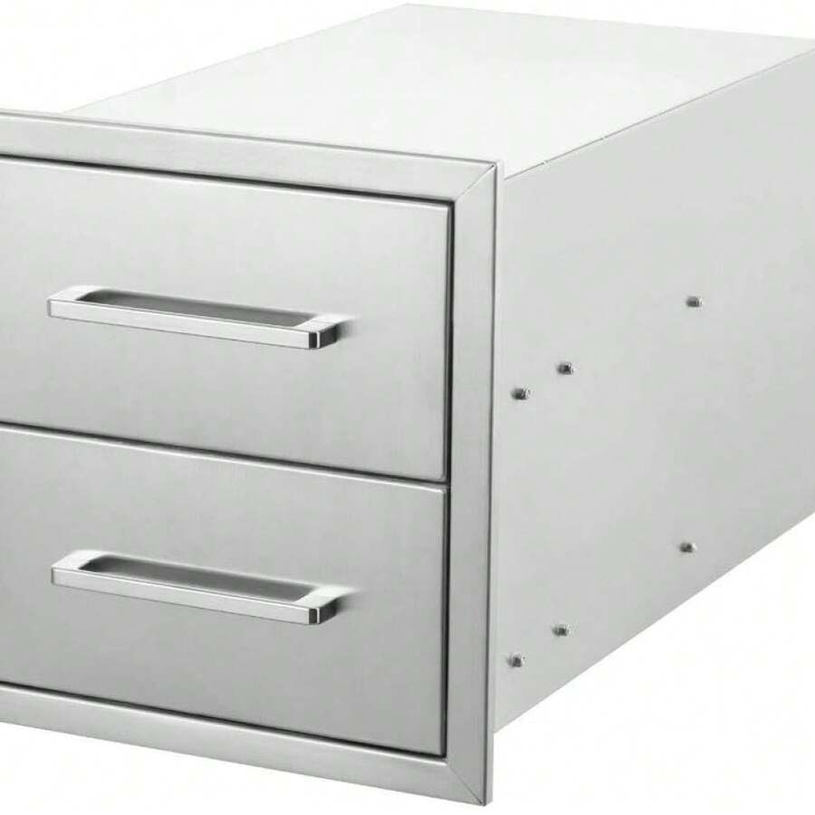 Weatherproof Stainless Steel Outdoor Kitchen Drawer Built-In Storage Cabinet For BBQ Island & Patio Grill, - Second Floor 18" W X 15" H X 23"D - View 1