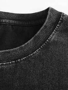 Nuevo modelo 2026,% algodón lavado, estilo casual urbano, adecuado para fiestas o festivales, tela suave y transpirable, diseño de estampado moderno, unisex, ligero y cómodo de llevar, diseño de moda vintage. - Negro - Ver 3