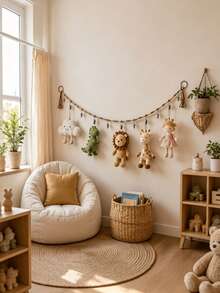 Organizador de almacenamiento colgante, cuerda de exhibición montada en la pared de la guardería, soporte decorativo para colección de peluches de bebé, estante colgante de varias capas - cordón para juguetes - Ver 4