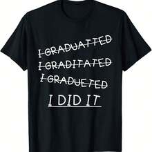 Oversized I Did It - Graduation Gift Shirt Funny Graduate T-Shirt220G Heavyweight 100% Cotton T-Shirt.  With Butterfly Print Pattern, Suitable For Girls And Women Short Sved Round Neck Inspirational Shirt, Cute Aesthetic Y2K Style Summer Top, Suitable For Outdoor, Family, Work Or Street Wear Casual Loose Daily T-Shirt - 黑色 - 查看 1