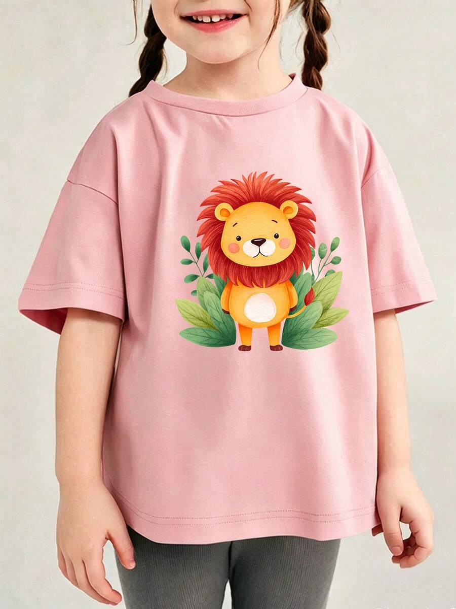 Blusa infantil manga corta con estampado original para verano - Rosa - Ver 1