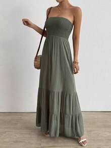 Casual - Casual moderno Casual-Mujer sin tirantes - Verde militar - Ver 3