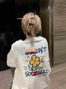 Camisetas casuales para mujer, camisetas conmemorativas para mujer, camisetas de estilo japonés, holgadas, de cuello redondo, informales, versátiles, con estampado de dibujos animados, de manga corta, color blanco, para primavera/verano. UABW - Blanco - Ver 8