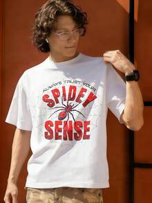 Always Trust Your Spidey Sense Graphic T Shirt 100 Percent Cotton T Shirts For Men MARVEL Marvel Universe Superhero Men's Summer Outfits Men's Clothes Mens Tops Streetwear Mens Gift Ideas Innerwear Or Outfits,Mens Fashion - trắng - Xem 3