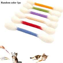 6/1 PCS Swabs Cat Toys With Catnip,Cat Qtip Toy,Cotton Swabs Cat Toys With Catnip,Durable For Chew,Interactive Kitty Kick Sticks For Cat Lovers Gift,Sturdy Teething Chew Toy - 彩色 - 查看 10