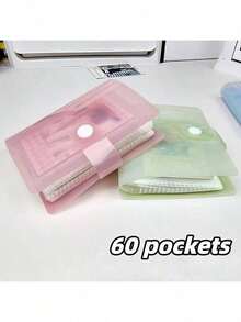 1pc 3-Inch Photo Album, Cute Light-Color Transparent Photo Card Holder, Mini Sticker Book, DIY Oriented, Double-Sided 30 Pages, 60 Pockets, Snap Closure, PP Material, Lightweight And Portable, Suitable For Storing K-Pop Photo Cards, Instant Photos, - Single Piece - View 4
