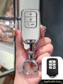 Móc chìa khóa xe hơi bằng chất liệu TPU mềm mại với nơ đính đá dễ thương, phù hợp với nhiều dòng xe khác nhau, bao gồm cả vỏ chìa khóa 2 nút. - A - Xem 7