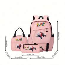 Miniso 漫威蜘蛛侠三件套粉色背包套装，含笔记本电脑包、保温袋和铅笔盒，适合办公、学习和旅行。 - 粉色 - 查看 5