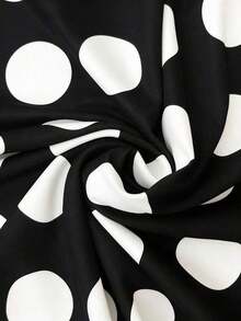 Blusa sin mangas elegante y casual con botones de perla con estampado de lunares, apropiada para uso diario, citas y cenas, primavera/verano - Negro - Ver 8