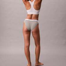 Calvin Klein Cotton Stretch Rib Bikini QD5358  Thongs For Women Underwear - Grey Heather - 查看 5