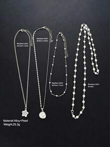 4-Piece Pearl Flower Shell Tassel Pendant Necklace Set With Fashionable And Versatile Accessories - Seashell Flower - View 4