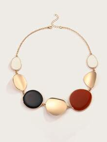 Altistry 1pc Fashionable Exaggerated Geometric Asymmetrical Multi-Shape Spliced Choker Necklace - Multicolor - View 2