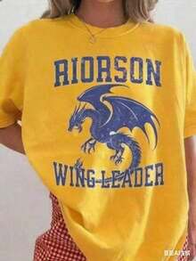 Xaden Riorson Wingleader T-Shirt, Fourth Wing Merch, Literary Merch, Booktok, Onyx Storm Reader, Violence Shadow Daddy, Onyx Storm Book Merch, Unisex T-Shirt, Short Sleeve Casual - 黃色 - 查看 3