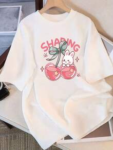 Camiseta de Manga Corta Blanca para Mujer, Estilo Dulce y Salado, Minimalista, Casual, de Verano, Nueva, de Primera Calidad, Holgada, Adelgazante, para Estudiantes, Ecológica - Blanco - Ver 7
