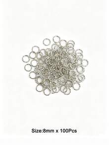 50-100pcs/Set 8-20mm Round Split Rings, Twisted Open Rings, Connectors, Jewelry Making Supplies, DIY Accessories - Silver - View 9
