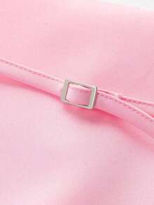 Falda pantalón blanca de verano con cinturón de cremallera de unicolor para mujer - Rosa - Ver 3