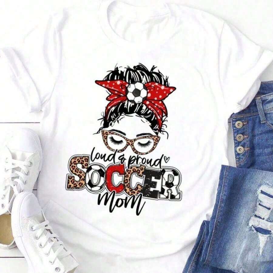2026 World Cup Themed Soccer Jersey For Mom, Proud Soccer Mom Jersey, Fan Gift, New Style Sports Top. 2WMH - 白色 - 查看 1