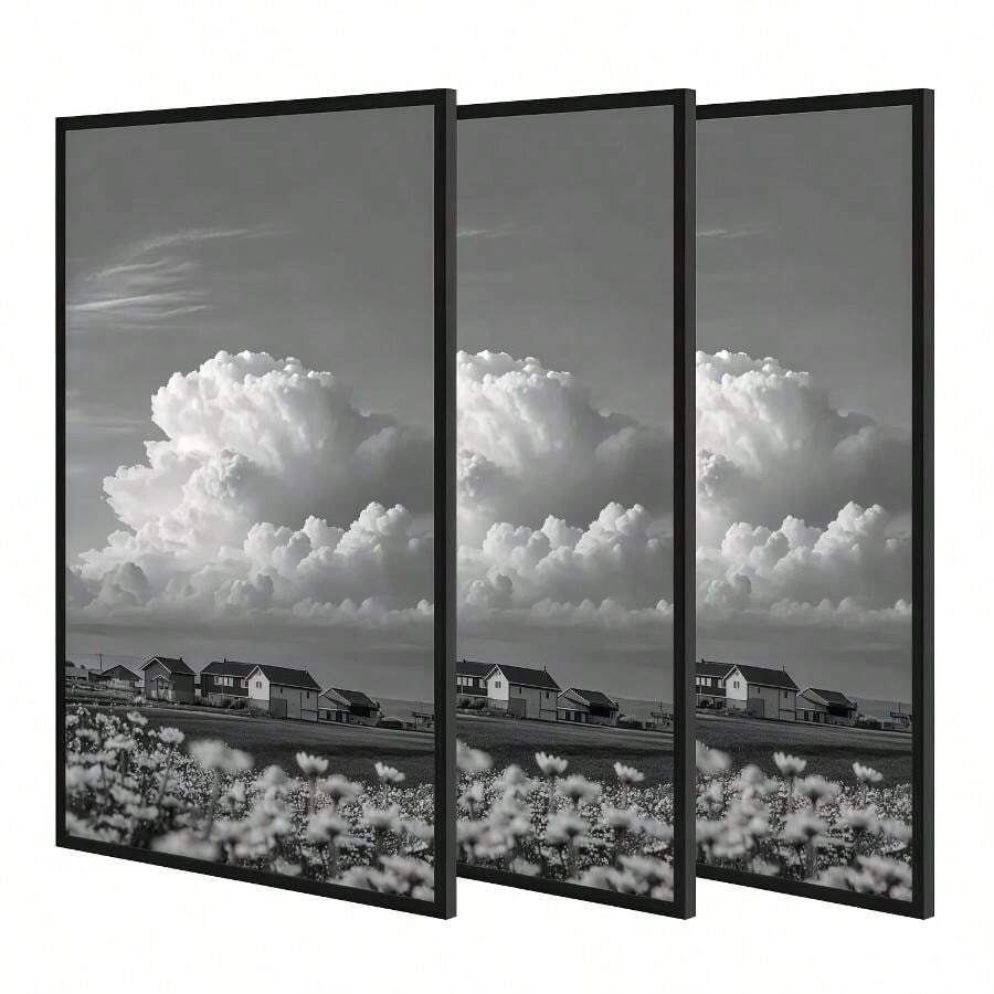 3 Pack Picture Frame 50Cm X 70Cm, 50X70 Picture Frame Black For Photo Gallery - Slide-In Strips, Horizontal Or Vertical Wall - Black - View 1