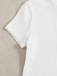 Body tejido de canalé de cuello alto - Blanco - Ver 4