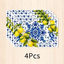 1pc Lemon Striped Linen Placemat, Breakfast Mat, Coffee Coaster, Bowl Pad, Kitchen Accessory, Easy To Clean Dining Mat, Suitable For Home, Restaurant, Dining Decor, Holiday Gift, Gift For Friends, Multi-Piece Set - Multicolor - View 16