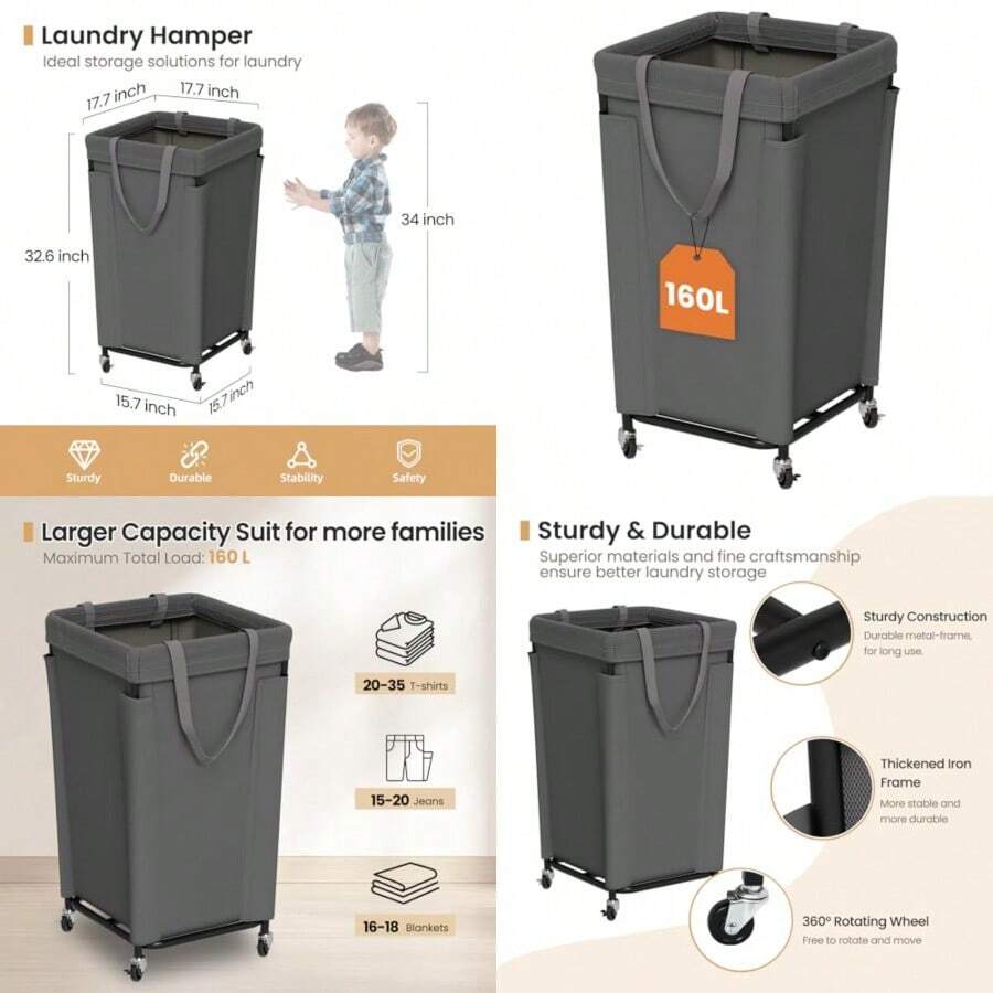 Cesta de lavandería para lavandería gris - como en la imagen - Ver 1