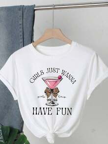 Women's Casual T-Shirt, Travel Design, Best Friend Travel Print T-Shirt, Crew Neck, Short Sleeve, Soft Polyester Fabric, Ideal For Summer Travel, Fun Graphic T-Shirt, Cute Summer T-Shirt For Ladies, 100% Cotton, Durable - 白色 - 查看 7