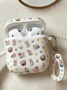 1pc Cute Bunny Embroidery Style Sticker, Flower Basket Bunny Pattern, Self-Adhesive, Waterproof & Scratch-Resistant, Universal For Phone Case / Laptop / Earphone Case, Accessory Material Decorative Sticker - 1pc YT7122 - View 3