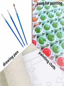 一套DIY数码油画套装 - 树木艺术，个性化工艺品，无框艺术画套装，适用于卧室装饰和艺术墙，简单有趣的绘画，无需绘画基础，实现您的绘画梦想，沉浸在多彩的世界中，每一笔都是自我表达，为生活增添浪漫气息，送给家人和朋友的最佳礼物，节日礼物，40*50厘米 - 綠色 - 查看 7