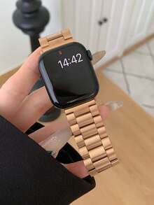 1pc Fashionable Rose Gold Stainless Steel Watch Band, Compatible With Apple Watch Series 11/10/9/8/7/6/5/4/3/2/1 SE Ultra, Easy Quick Release Design Stainless Steel Band With Removal Tool, Compatible With Apple Watch Bands, Accessories, Suitable For 44mm 38mm 40mm 41mm 42mm 45mm 46mm 49mm - Rose Gold - View 7