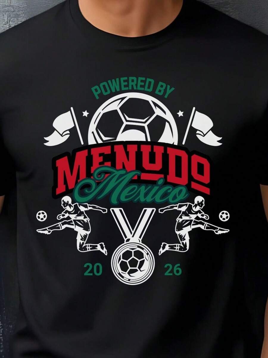 Camiseta Divertida de Fanático del Fútbol "Impulsada por Menudo", Camiseta de Fútbol con el Trofeo de la Copa del Campeonato de México 2026, Álbum de la Copa Mundial 2026, camiseta negra para hombre, descuento, Copa Mundial 2026 - Negro - Ver 1